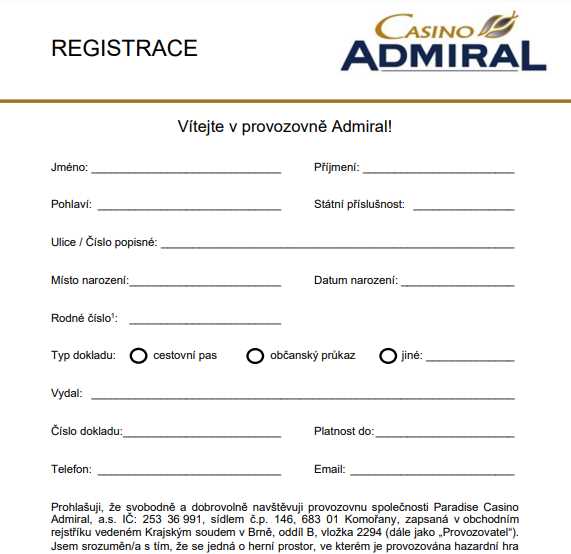 Admiral casino registrace CZ