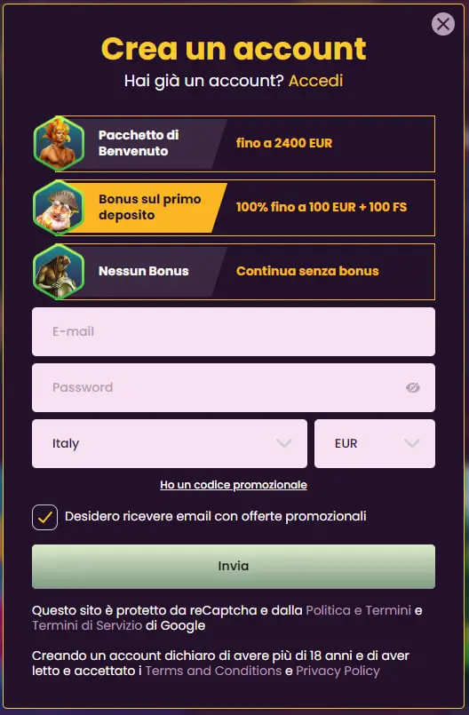 Bizzo Registrace