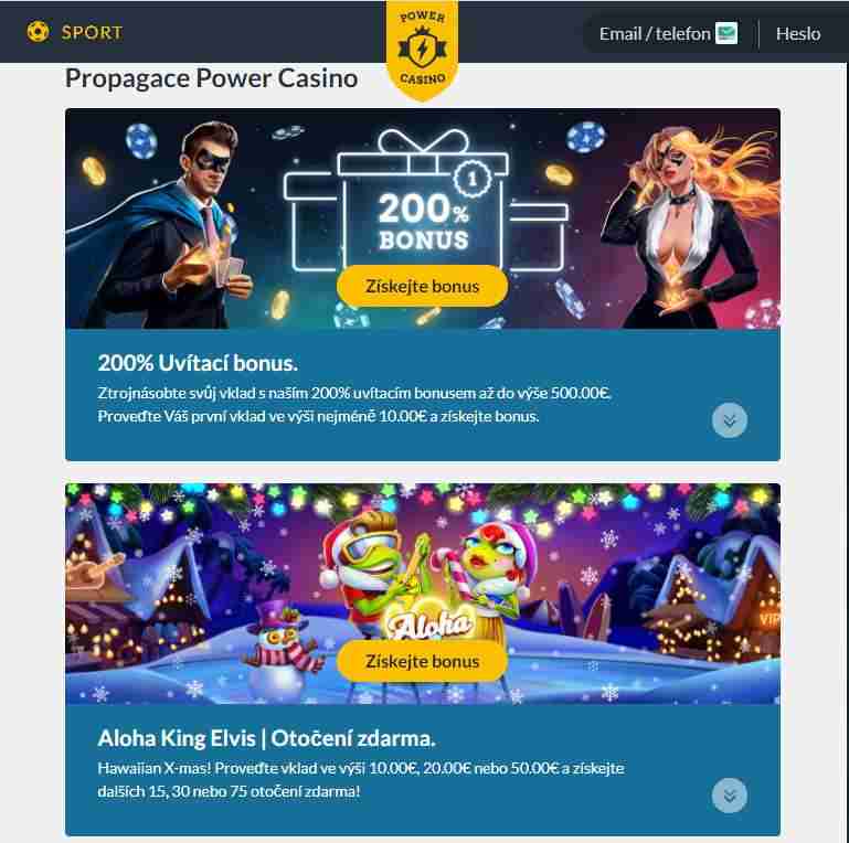 200% bonus na první vklad v Power Casino