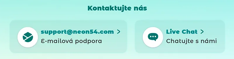 Neon54 Casino podpora zákazníků
