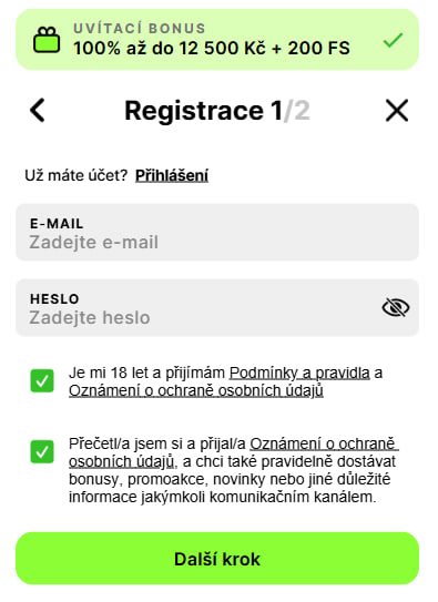 SpinitVytvoření účtu
